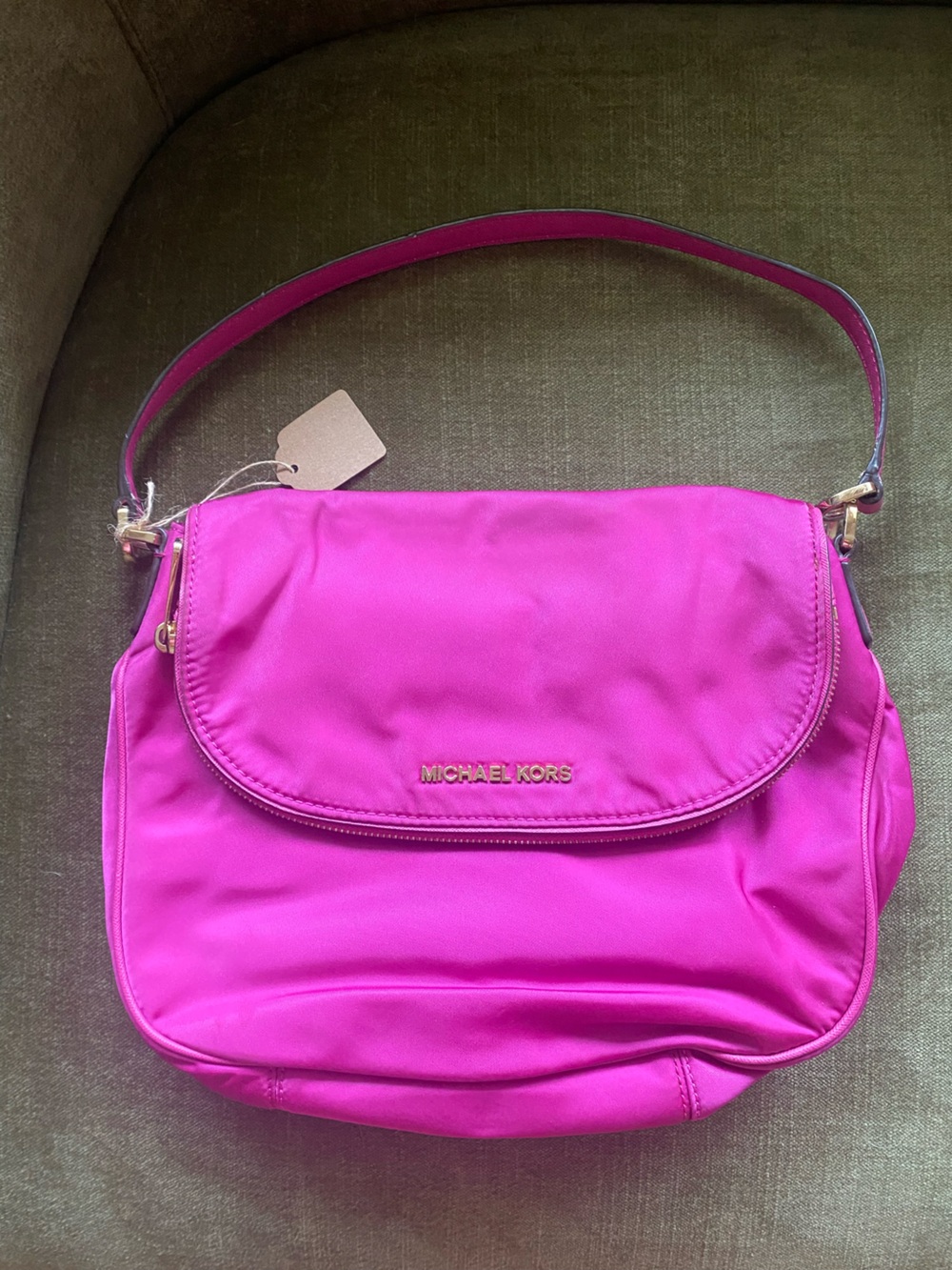 Michael Kors Hot Pink Shoulder Bag with Gold Hardware